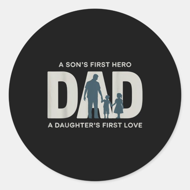 Dad Holding Kids Family Silhouette Father Quote  Runder Aufkleber (Vorderseite)
