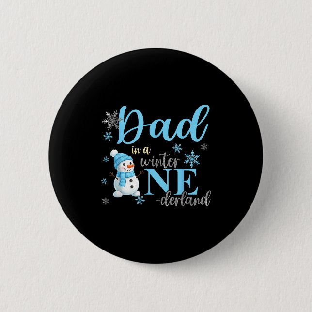 Dad In A Winter Onederland Birthday Boy Girl Cute  Button (Vorderseite)