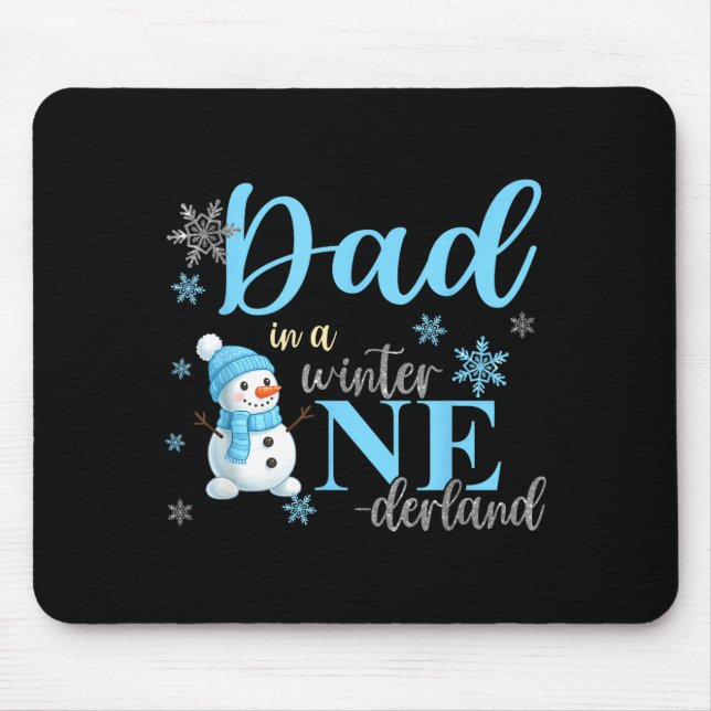 Dad In A Winter Onederland Birthday Boy Girl Cute  Mousepad (Vorne)
