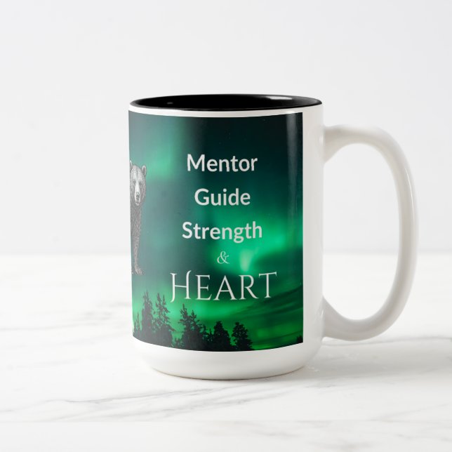 Dad Is Mentor, Guide, Strength & Heart Bear Mug Zweifarbige Tasse (Rechts)