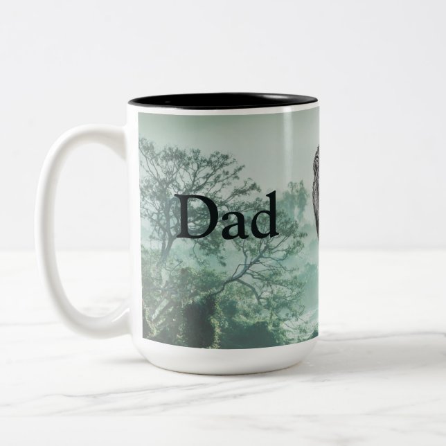 Dad Is Mentor, Guide, Strength & Heart Lion Mug Zweifarbige Tasse (Links)