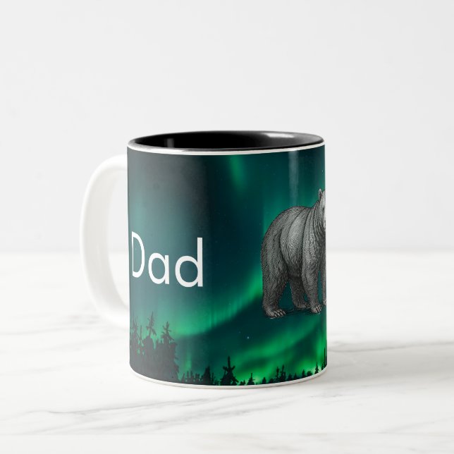 Dad Is Mentor Guide Strength & Heart Mug Bear Zweifarbige Tasse (Vorderseite Links)