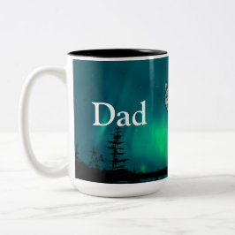 Dad Is Mentor, Guide, Strength & Heart Wolf Mug Zweifarbige Tasse