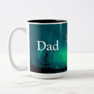 Dad Is Mentor, Guide, Strength & Heart Wolf Mug Zweifarbige Tasse