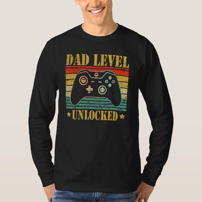 Dad Level Unlocked 2023 Gamer Pregnancy Soon To Be T-Shirt (Vorderseite)
