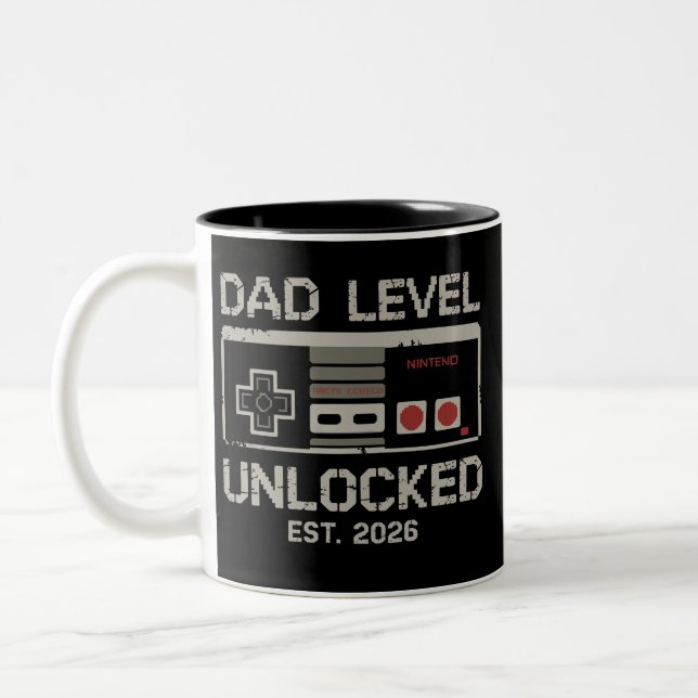 Dad Level Unlocked 2026 Soon to Be Gamer Daddy Zweifarbige Tasse (Links)