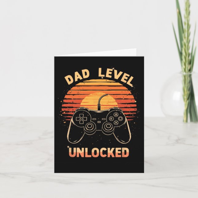 Dad Level Unlocked Funny Retro New Dad Gamer  Karte (Vorderseite)