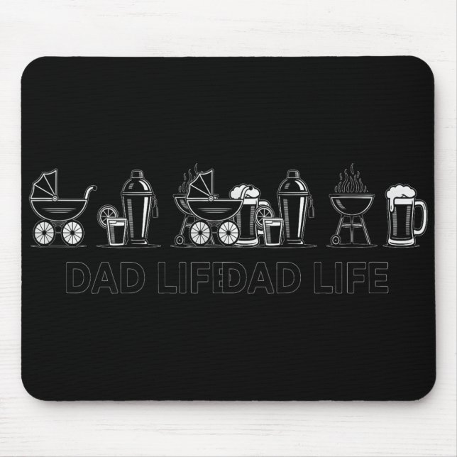 Dad Life Bottle Grill Beer Stroller Adorable Fathe Mousepad (Vorne)