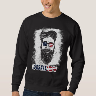 Dad Life Daddy Beard Sunglasses USA Flag Fathers D Sweatshirt
