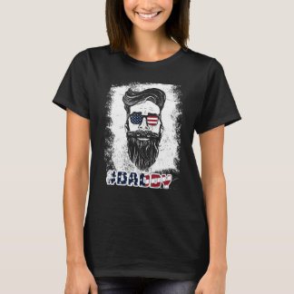 Dad Life Daddy Beard Sunglasses USA Flag Fathers D T-Shirt