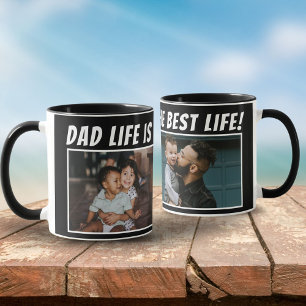 Dad Life ist das beste Leben 2 Fotos Vater Schwarz Tasse