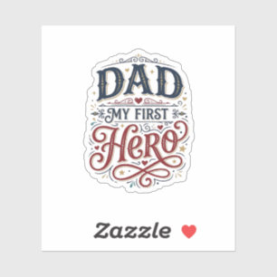 Dad Mein Erster Held Vintage-Typografie-Shirt_1 Aufkleber