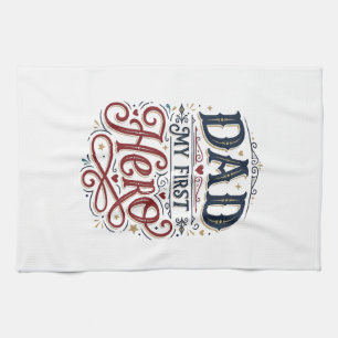 Dad Mein Erster Held Vintage-Typografie-Shirt_1 Geschirrtuch