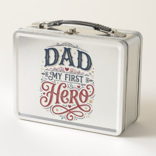 Dad Mein Erster Held Vintage-Typografie-Shirt_1 Metall Brotdose