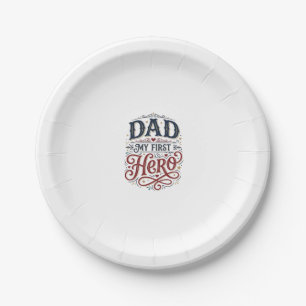 Dad Mein Erster Held Vintage-Typografie-Shirt_1 Pappteller