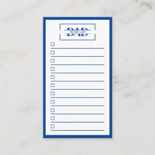 Dad Modern Blau Monogramm Aufgabenliste 3,5" x 2" Visitenkarte