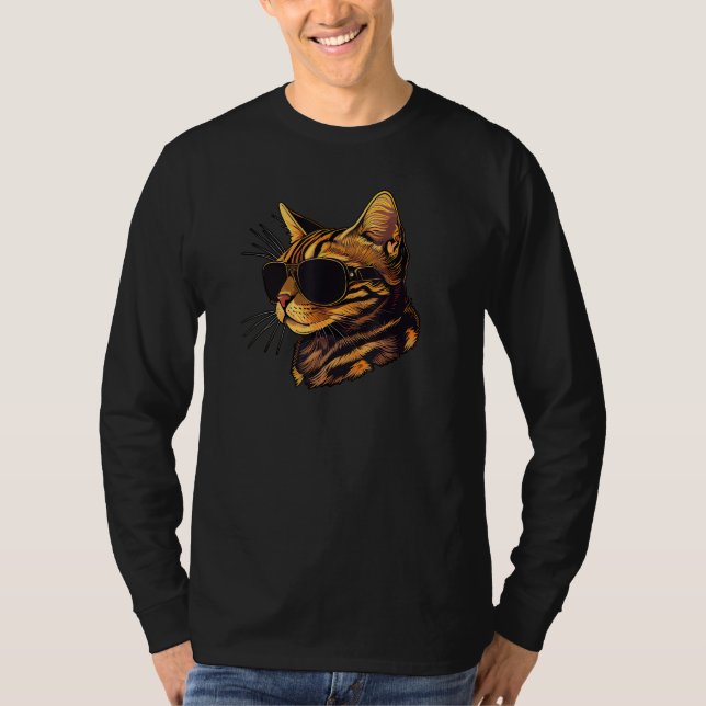 Dad Mom Cat Sunglasses  Bengal Cat T-Shirt (Vorderseite)