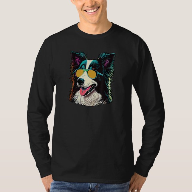 Dad Mom Cool Dog Sunglasses  Border Collie T-Shirt (Vorderseite)