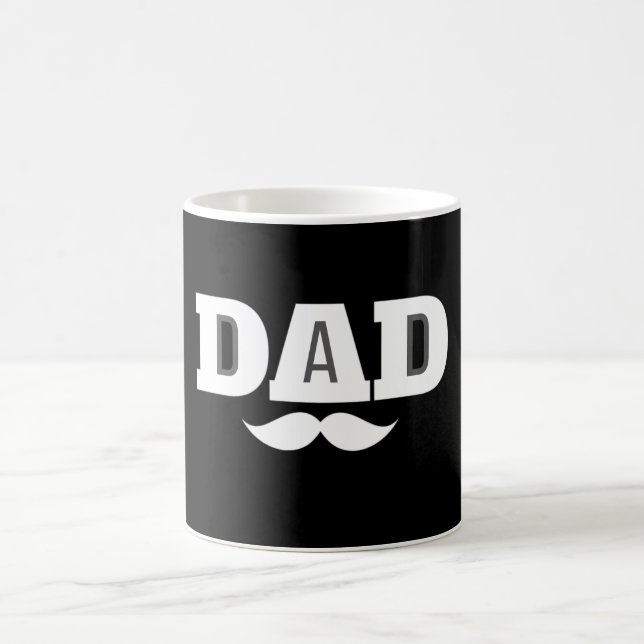 Dad  Mustache Mug Black and White Kaffeetasse (Mittel)