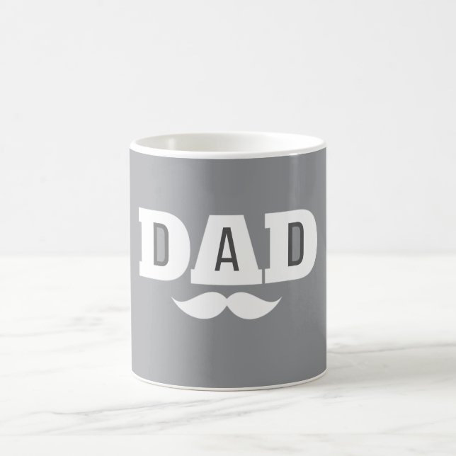 Dad  Mustache Mug Grey and White Kaffeetasse (Mittel)