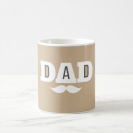 Dad  Mustache Mug Light Brown and White Kaffeetasse