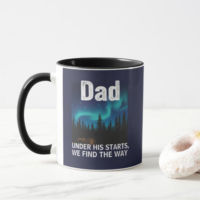 Dad Northern Lights Camping Customizable Tasse (Mit Donut)
