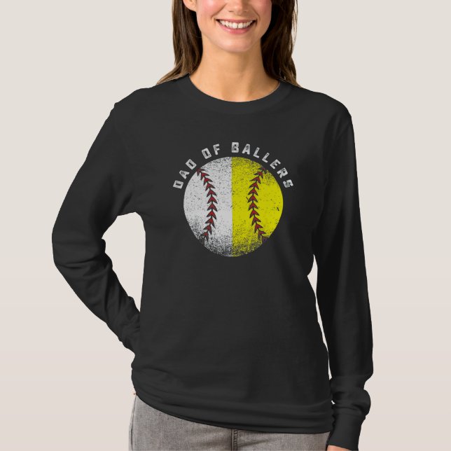 Dad Of Ballers Baseball Softball  Father s Day T-Shirt (Vorderseite)