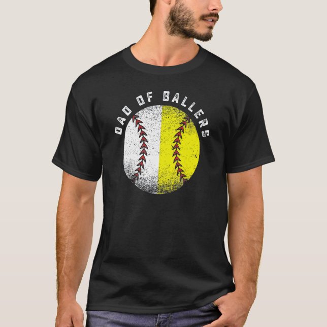 Dad Of Ballers Baseball Softball  Father s Day T-Shirt (Vorderseite)