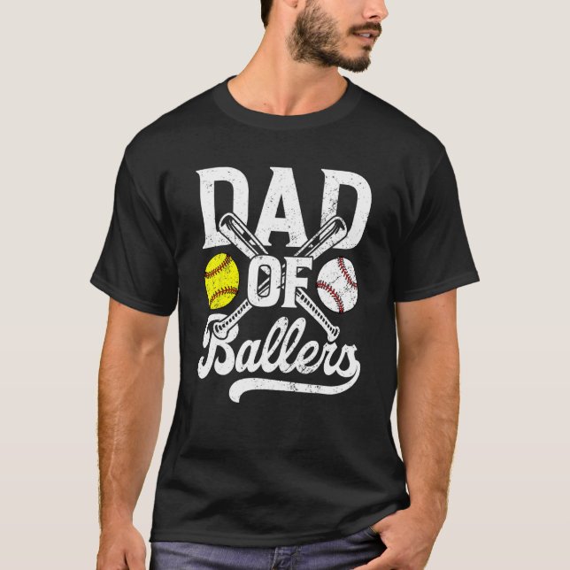 Dad Of Ballers Baseball Softball Game Day Father s T-Shirt (Vorderseite)