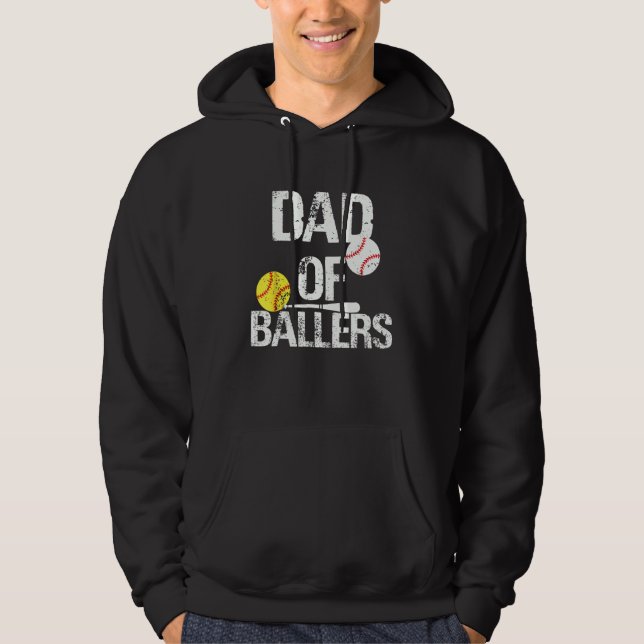 Dad of Ballers Dad of Baseball And Softball Player Hoodie (Vorderseite)