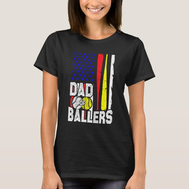 Dad of Ballers  Men Softball Baseball Player Fathe T-Shirt (Vorderseite)