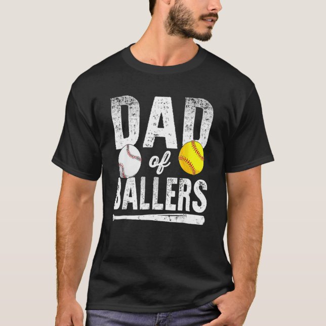 Dad Of Ballers Softball Baseball Player Dad Father T-Shirt (Vorderseite)