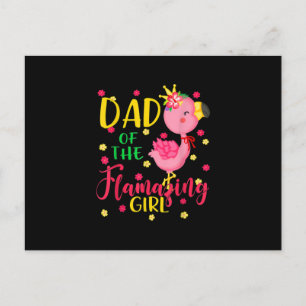 Dad Of Flamazing Girl Cute Flamingo Dad Birthday Ankündigungspostkarte