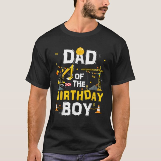 Dad Of The Birthday Boy Matching Construction Crew T-Shirt (Vorderseite)