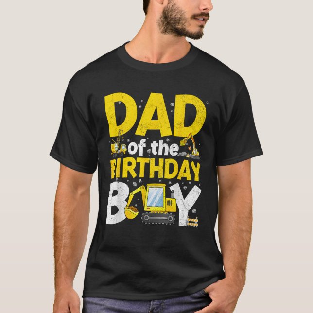 Dad Of The Birthday Boy Matching Construction Fami T-Shirt (Vorderseite)