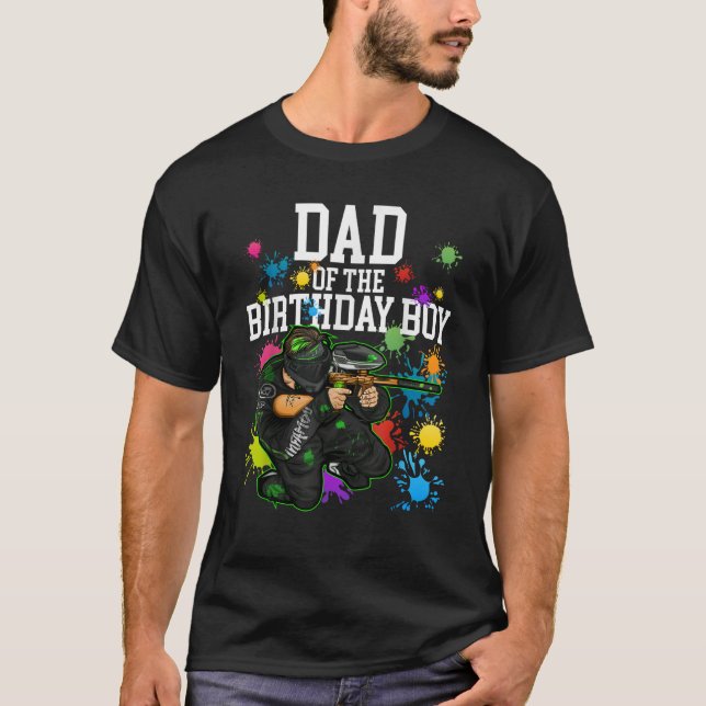 Dad of the Birthday Boy Paintball Sport Matching F T-Shirt (Vorderseite)