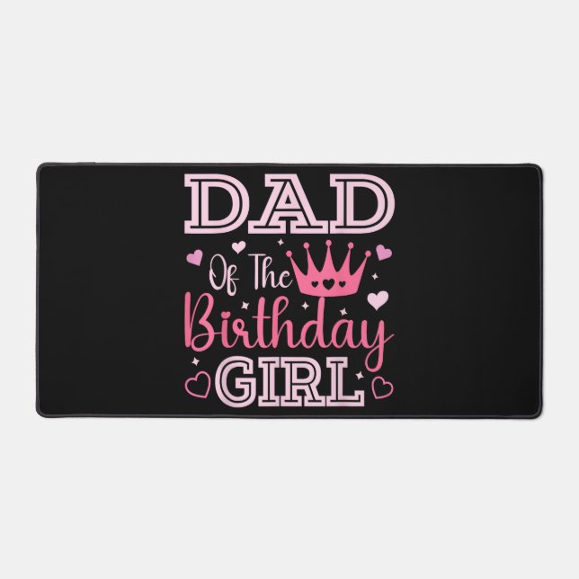 Dad of The Birthday Girl Cute Pink Matching Family Schreibtischunterlage (Vorderseite)