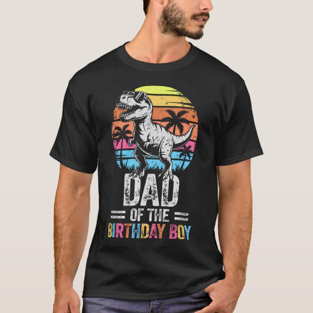 Dad Of The Birthday Party Dinosaur T-Shirt (Vorderseite)