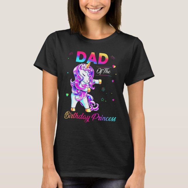 Dad Of The Birthday Princess Flossing Unicorn Men  T-Shirt (Vorderseite)
