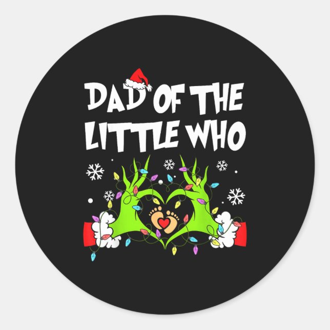 Dad Of The Little Who Funny Christmas Pregnancy An Runder Aufkleber (Vorderseite)