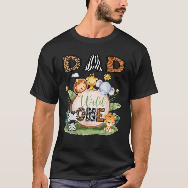 Dad Of The Wild One 1St Bday Boy Safari Woodland  T-Shirt (Vorderseite)