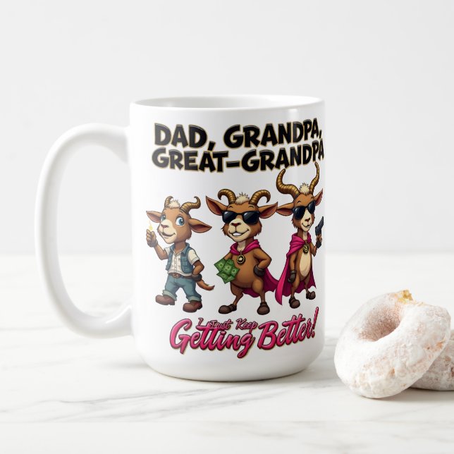 Dad Opa Ur-Opa GOAT Wird Besser Geschenk Kaffeetasse (Mit Donut)