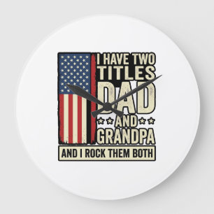 Dad Opa Vintage Patriotisches Familien-Shirt-Desig Große Wanduhr