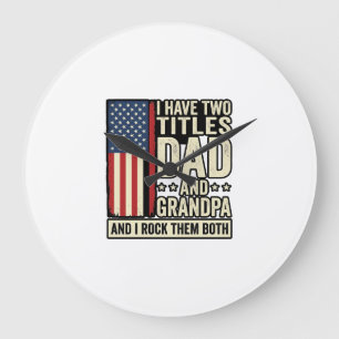 Dad Opa Vintage Patriotisches Familien-Shirt Desig Große Wanduhr