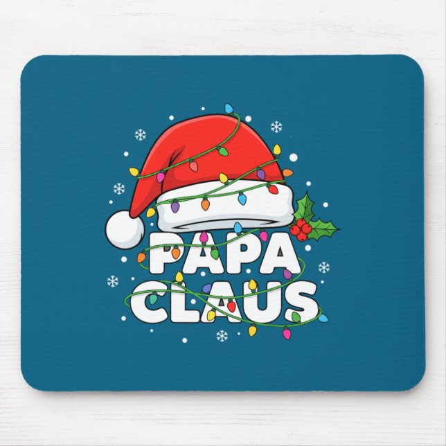 Dad Papa Claus Christmas Lights Family Matching Lo Mousepad (Vorne)