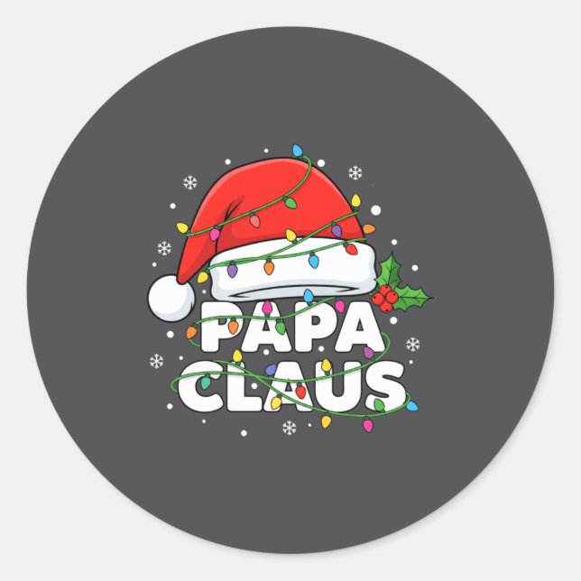 Dad Papa Claus Christmas Lights Family Matching Lo Runder Aufkleber (Vorderseite)