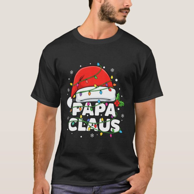 Dad Papa Claus Christmas Lights Family Matching Lo T-Shirt (Vorderseite)