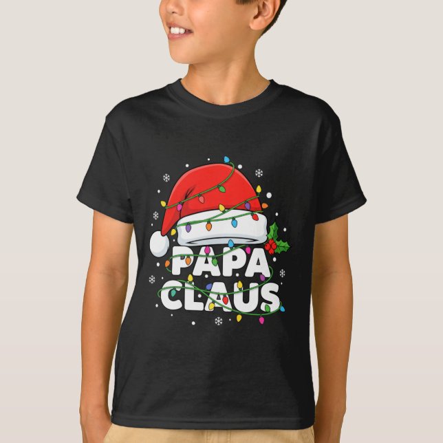 Dad Papa Claus Christmas Lights Family Matching Lo T-Shirt (Vorderseite)