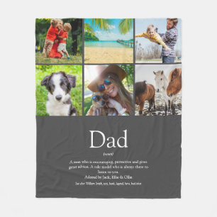 Dad Papa Father Definition 6 Photo Collage Gray Fleecedecke