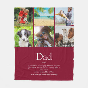 Dad Papa Father Definition 6 Photo Fun Burgundy Fleecedecke